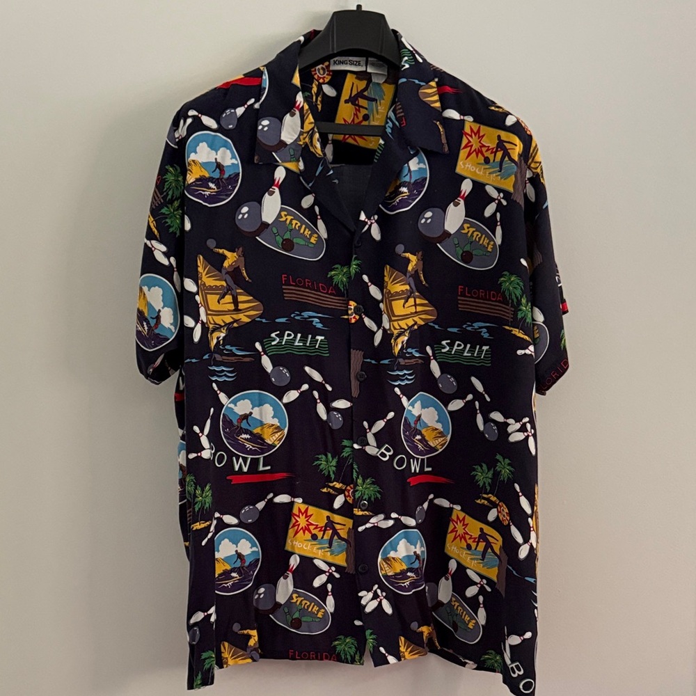 King Size Men's Colorful Bowling Print Shirt